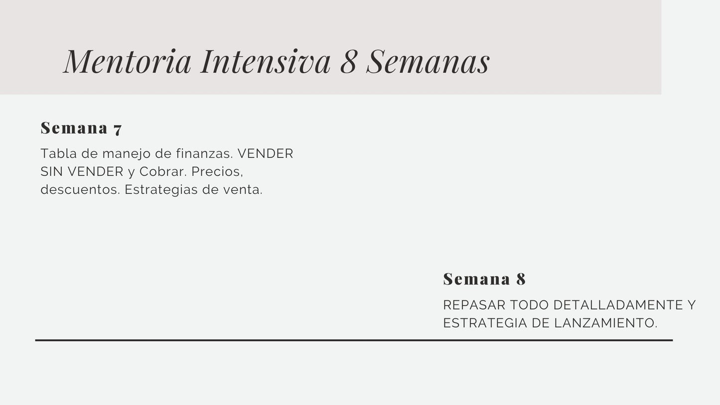 Mentoria Intensiva 8 semanas. (LISTA DE ESPERA)