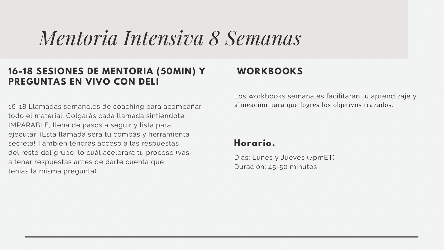 Mentoria Intensiva 8 semanas. (LISTA DE ESPERA)